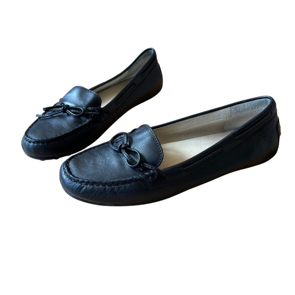 MICHAEL MICHAEL KORS MOCCASINS 7.5 BLACK LEATHER RUBBER SOLE DRIVING LOAFER - Picture 1 of 12